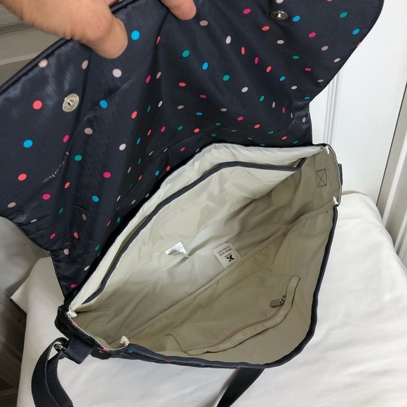 LeSportsac True Messenger Handbag Gray With Colorful Polka - Picture 8 of 16